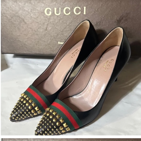 Gucci luxury designer real authentic 
shoes heels pumps stiletto stud - Picture 5 of 6